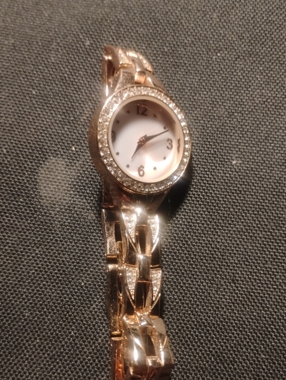 Ellen Tracy Rose Gold Women's Crystal Accent Bracelet Watch